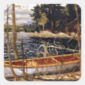 Tom Thomson - De kano Vierkante Sticker (Voorkant)