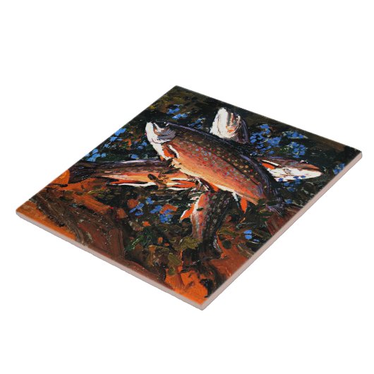Tom Thomson - Drie Forellen Tegeltje (Zijkant)