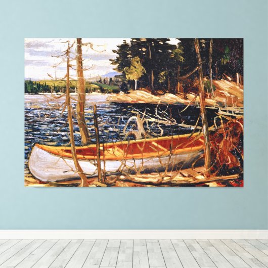 Tom Thomson - Het Kano Canvasprint Canvas Afdruk (Insitu (Houten vloer))