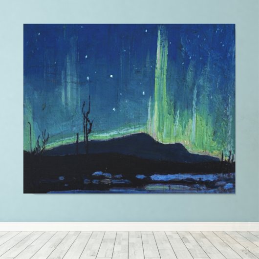 Tom Thomson - Northern Lights, beroemde kunst, Canvas Afdruk (Insitu (Houten vloer))