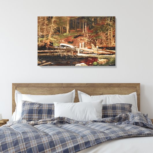 Tom Thomson - OLD LUMBER DAM ALGONQUIN PARK 1912 Canvas Afdruk (Insitu (Slaapkamer))