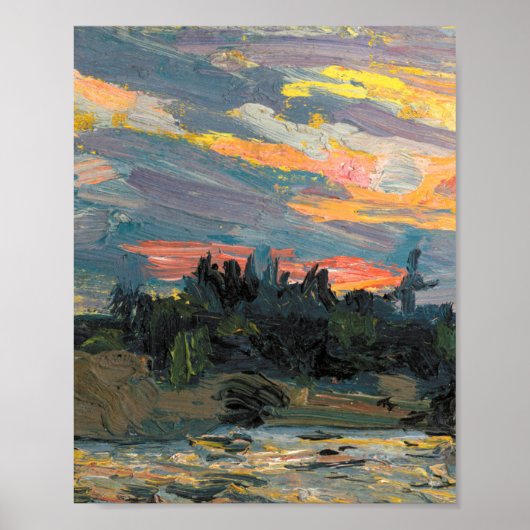 Tom Thomson schilder Sunset Canoe Lake Onatario Poster (Voorkant)
