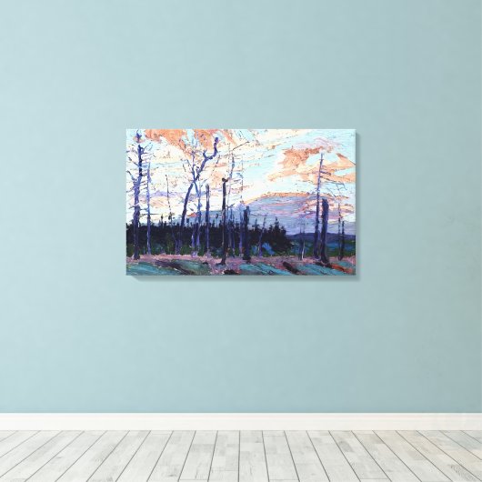 Tom Thomson - VERBRAND LAND BIJ ZONSONDERGANG 1915 Canvas Afdruk (Insitu (Houten vloer))