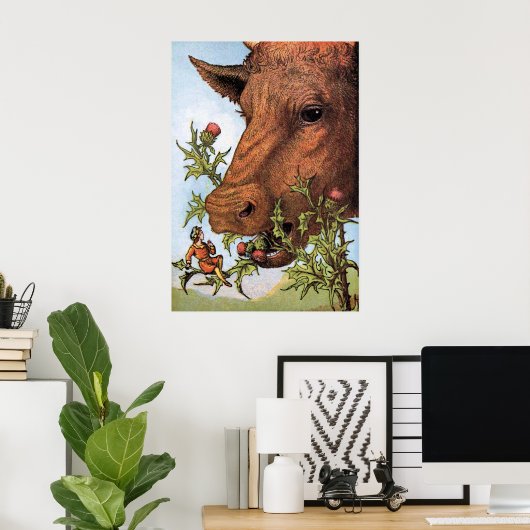 "Tom Thumb en de Koe" Illustratie Poster (Thuiskantoor)