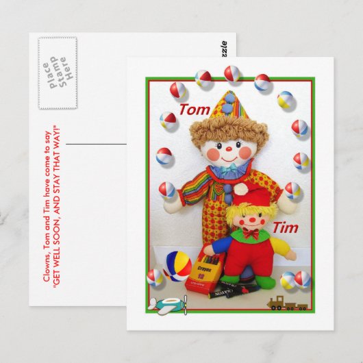 TOM & TIM "Get well" Briefkaart (Voorkant / Achterkant)