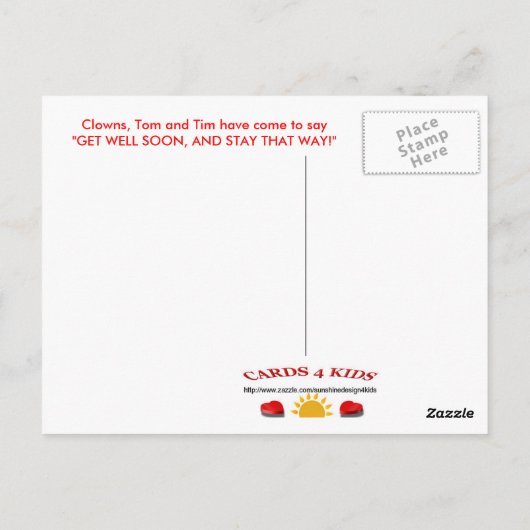 TOM & TIM "Get well" Briefkaart (Achterkant)