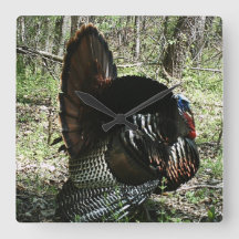 TOM TURKEY FULL STRUT SQUARE WALL CLOCK