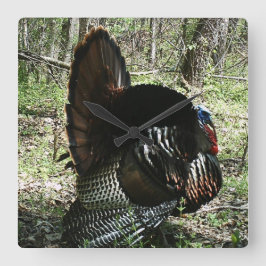 TOM TURKEY FULL STRUT SQUARE WALL CLOCK VIERKANTE KLOK