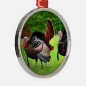 Tom Turkey Kerstboomversier Metalen Ornament (Rechts)