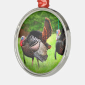 Tom Turkey Kerstboomversier Metalen Ornament (Links)