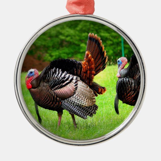 Tom Turkey Kerstboomversier Metalen Ornament (Voorkant)