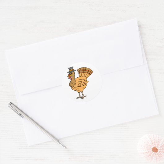 Tom Turkey Ronde Sticker (Envelop)