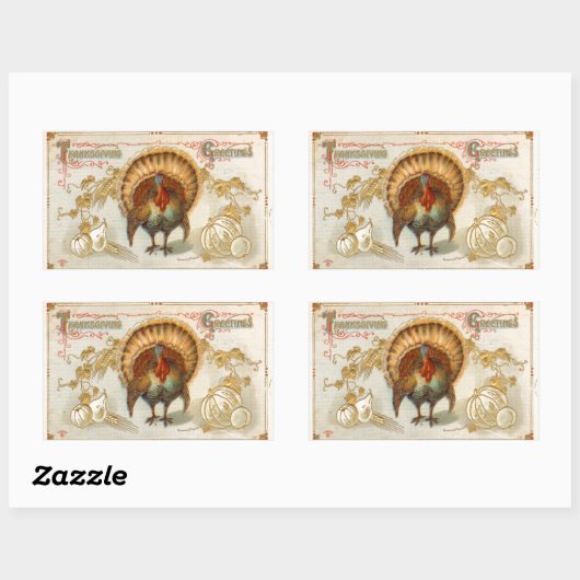 Tom Turkey Thanksgiving Greetings Sticker (Vel)