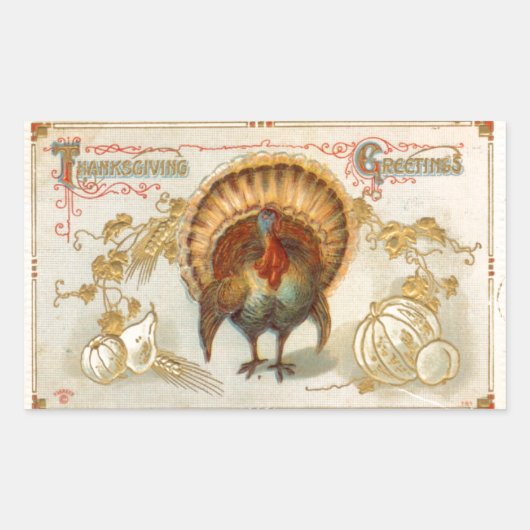 Tom Turkey Thanksgiving Greetings  Sticker (Voorkant)