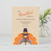 Tom Turkey Thanksgiving Invitation Kaart (Staand voorkant)