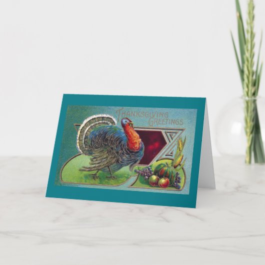 Tom Turkije en Herfst Fruit  Thanksgiving Feestdagen Kaart (Voorkant)