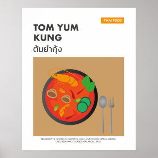 Tom Yum Kung, Spicy Thais Eten Reis Kunst Poster