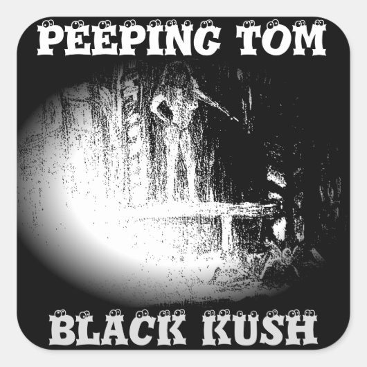 TOM ZWARTE KUSH PEEPEN VIERKANTE STICKER (Voorkant)