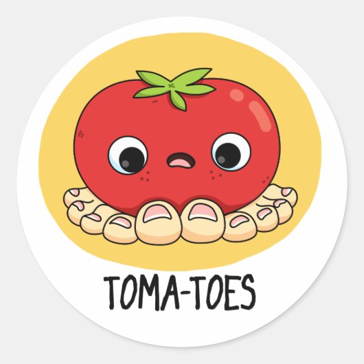 Toma-toes Funny Tomato met Ton Pun Ronde Sticker (Voorkant)