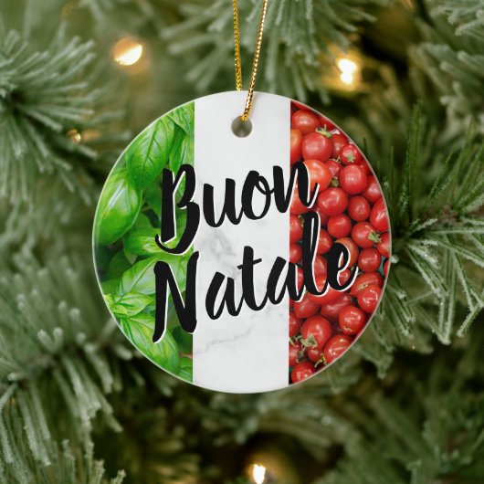 Tomaat Basilicum Buon Natale Keramisch Ornament (Boom)