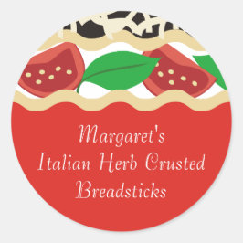 Tomaat basilicum lasagne Italiaans voedselgeschenk Ronde Sticker