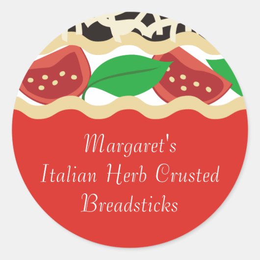 Tomaat basilicum lasagne Italiaans voedselgeschenk Ronde Sticker (Voorkant)