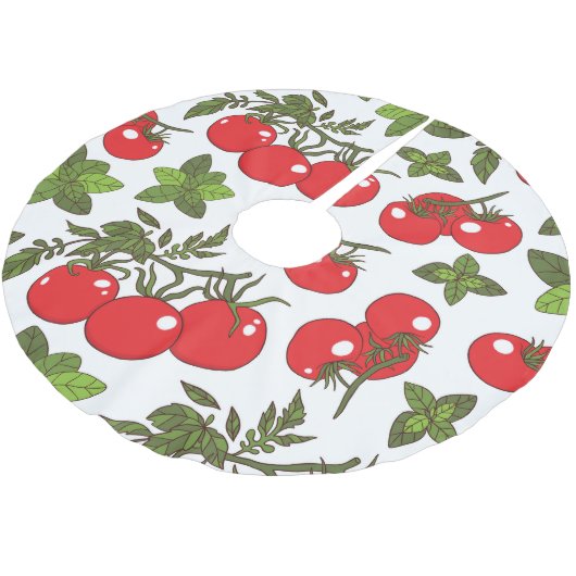 Tomaat Basilicum Naadloos Keukenpatroon Kerstboom Rok (Gekanteld)