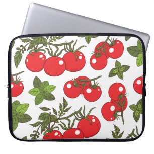 Tomaat Basilicum Naadloos Keukenpatroon Laptop Sleeve