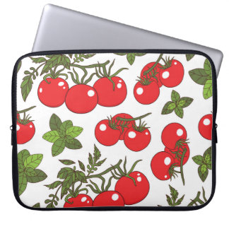 Tomaat Basilicum Naadloos Keukenpatroon Laptop Sleeve