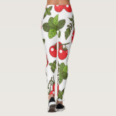 Tomaat Basilicum Naadloos Keukenpatroon Leggings (Achterkant)