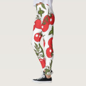 Tomaat Basilicum Naadloos Keukenpatroon Leggings (Links)