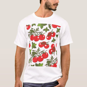 Tomaat Basilicum Naadloos Keukenpatroon T-shirt