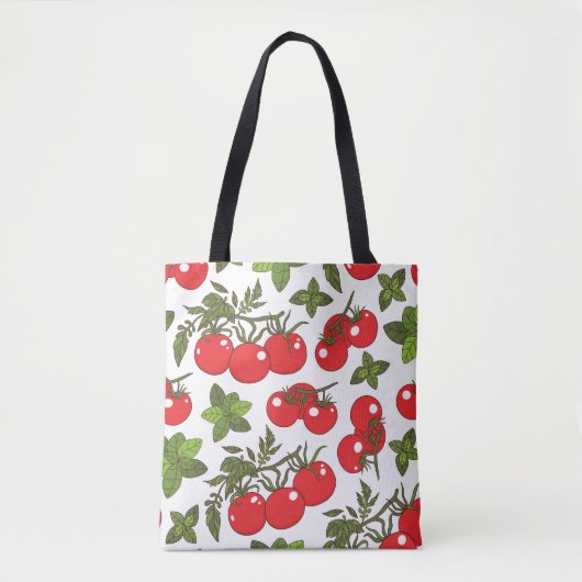 Tomaat Basilicum Naadloos Keukenpatroon Tote Bag (Voorkant)