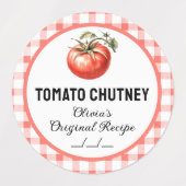 Tomaat Chutney bliklabel met geruit ontwerp Labels (Design 1)