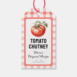 Tomaat Chutney conserveren met aquarel tomaat Cadeaulabel