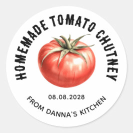 Tomaat Chutney conserveren met aquarel tomaat Ronde Sticker