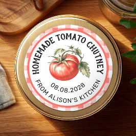 Tomaat Chutney Inmaaklabel waterverf tomaat Ronde Sticker