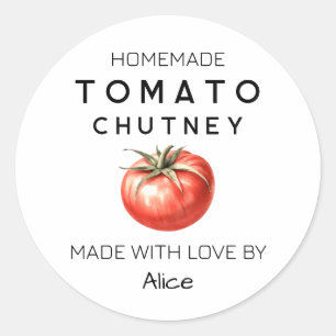 Tomaat Chutney label met aquarel tomaat