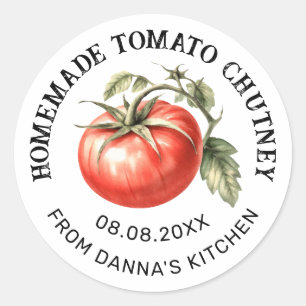 Tomaat Chutney label met aquarel tomaat