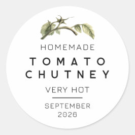Tomaat Chutney label met aquarel tomatenblad