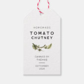Tomaat Chutney label met aquarel tomatenblad Cadeaulabel (Voorkant)