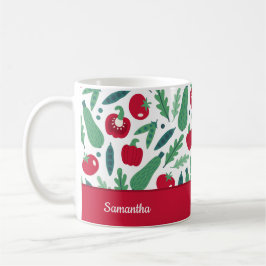 Tomaat en komkommer Vegetable Pattern met naam Red Koffiemok