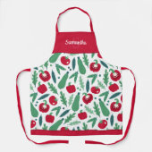 Tomaat en komkommer Vegetable Pattern met naam Red Schort (Voorkant)