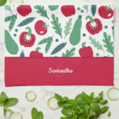 Tomaat en komkommer Vegetable Pattern met naam Red Theedoek (Gevouwen)