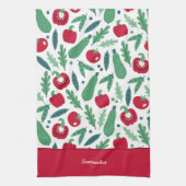 Tomaat en komkommer Vegetable Pattern met naam Red Theedoek (Verticaal)