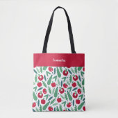 Tomaat en komkommer Vegetable Pattern met naam Red Tote Bag (Voorkant)