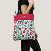 Tomaat en komkommer Vegetable Pattern met naam Red Tote Bag (Dichtbij)