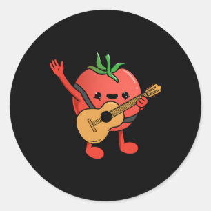 Tomaat Gitaar Spelend Tomaat Liefhebber Ronde Sticker