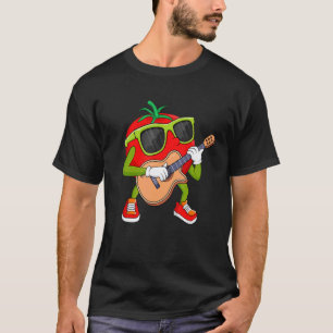 Tomaat Gitaar spelend Tomatenmuziek Heren Dames Ki T-shirt