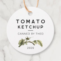 Tomaat Ketchup label met aquarel tomatenblad